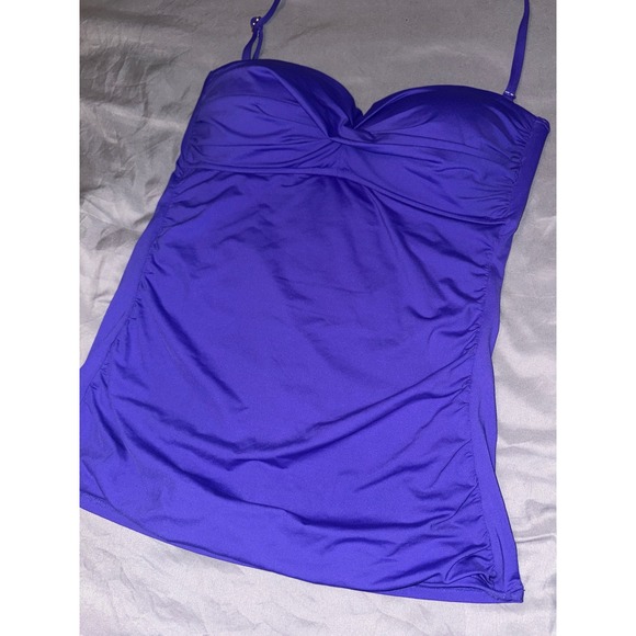 Anne Cole Signature Purple Ruched Halter Tankini Swimwear Top, Size Medium - Picture 3 of 6